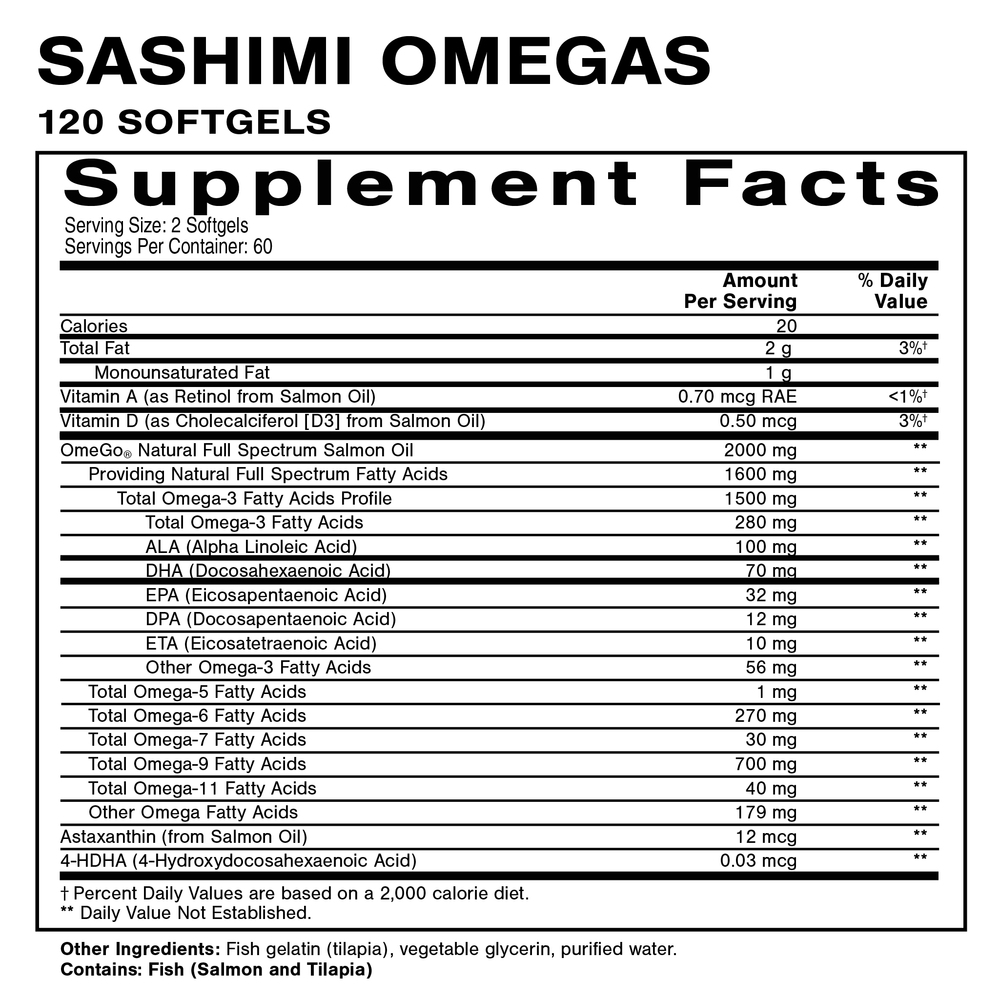 Product image for Sashimi Omegas Full Spectrum Salmon Oil.