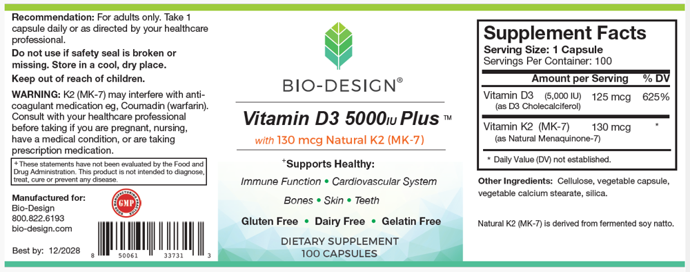 Product image for Vitamin D3 5000 Plus MK-7.