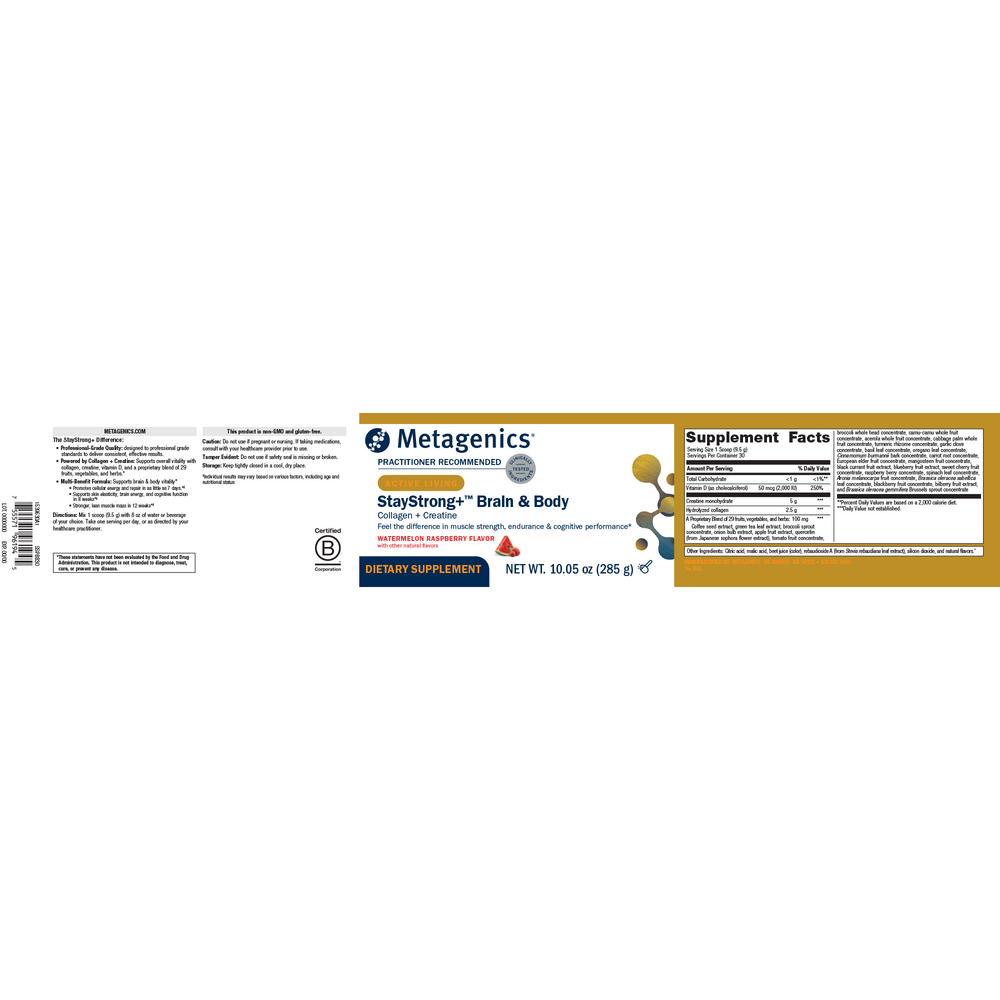 Product image for StayStrong+ Brain &amp; Body- Collagen &amp; Creatine Powder.