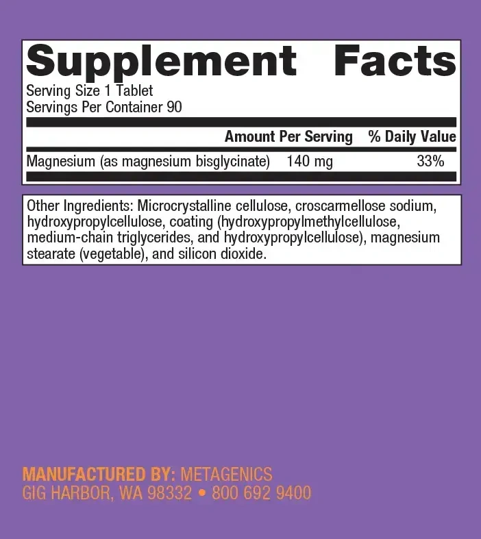 Product image for Magnesium Glycinate Extra Strength, 140 mg.