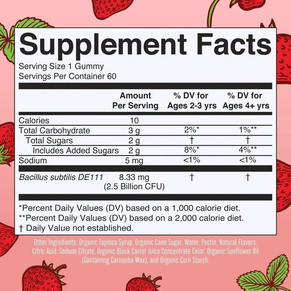 Product image for Organic Kids Probiotic Gummies, Strawberry Flavor.