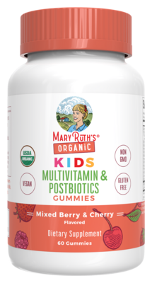 Organic Kids Multivitamin & Postbiotics Gummies, Mixed Berry & Cherry Flavors 60 gummies