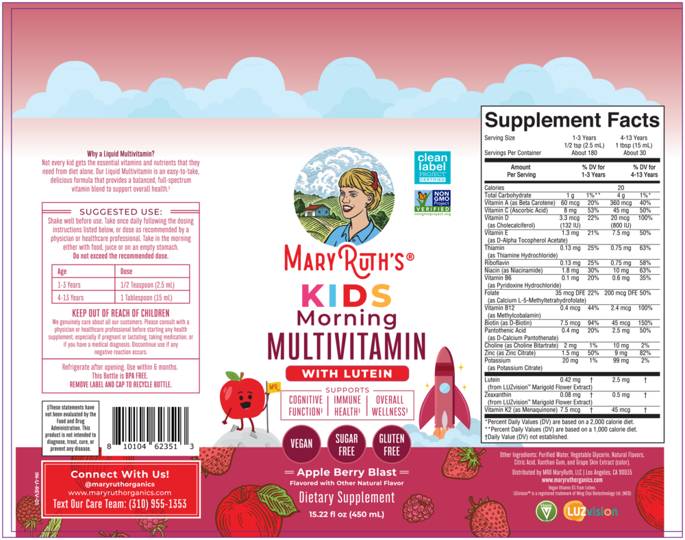 Product image for Kids Liquid Morning Multivitamin with Lutein, Apple Berry Blast Flavor.