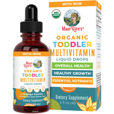 Organic Toddler Multivitamin Liquid Drops with Iron, Orange Vanilla 60 Milliliters