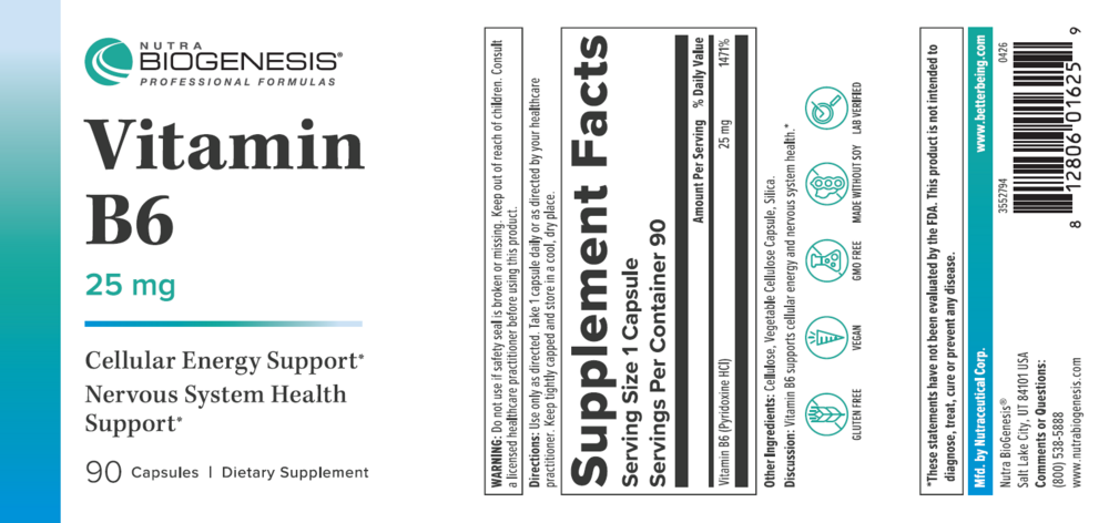 Product image for Vitamin B6 - 25mg.
