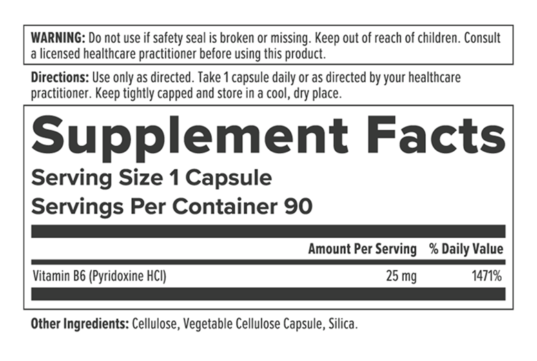 Product image for Vitamin B6 - 25mg.