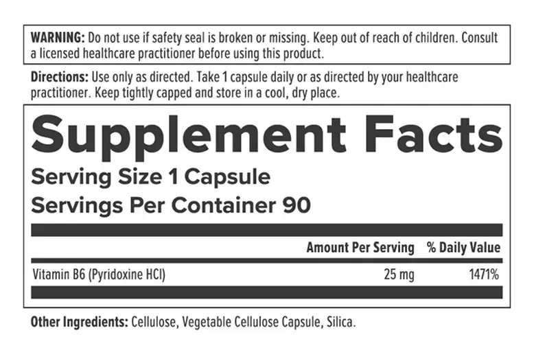 Product image for Vitamin B6 - 25mg.