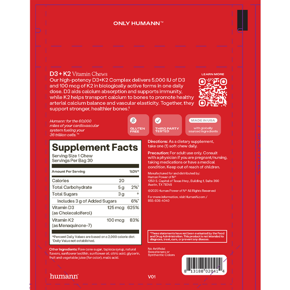 Product image for D3 + K2 Vitamin Chews, Mixed Berry.