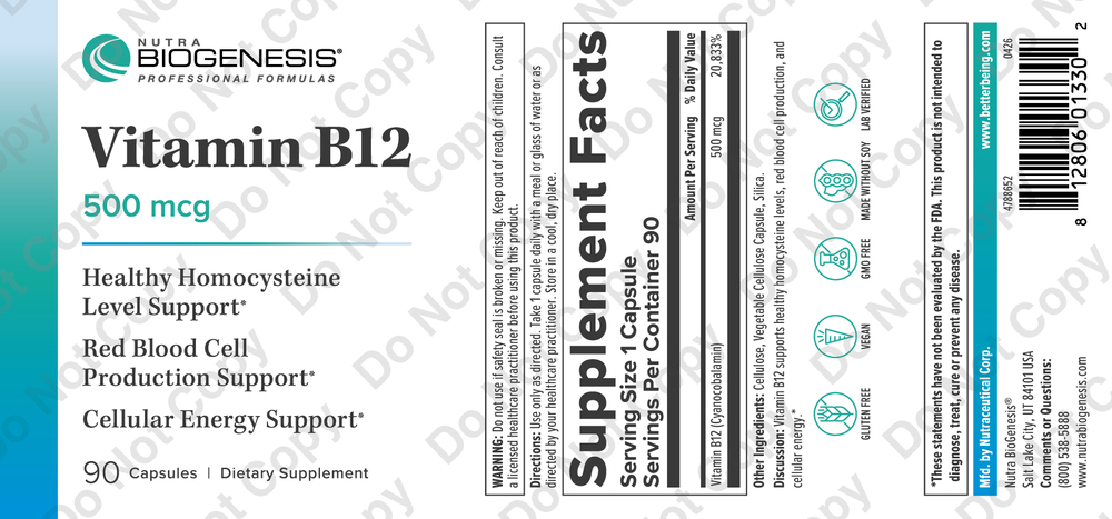 Product image for Vitamin B12 - 500mcg.