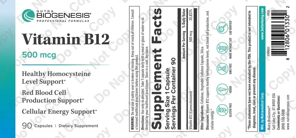Product image for Vitamin B12 - 500mcg.