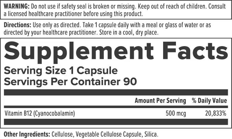 Product image for Vitamin B12 - 500mcg.
