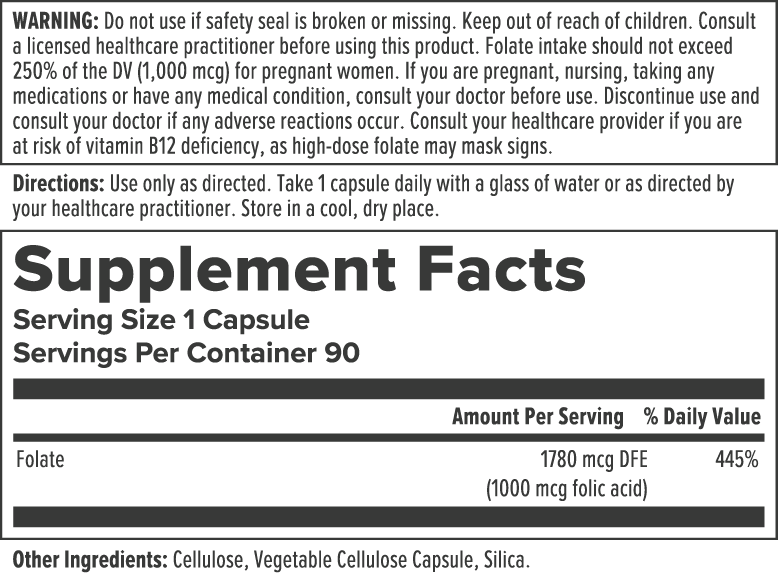 Product image for Folic Acid - B9 - 1mg.