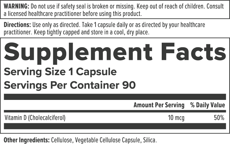 Product image for Vitamin D3 - 10 mcg.