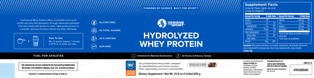 Product image for Hydrolyzed Whey Protein Powder, Chocolate.