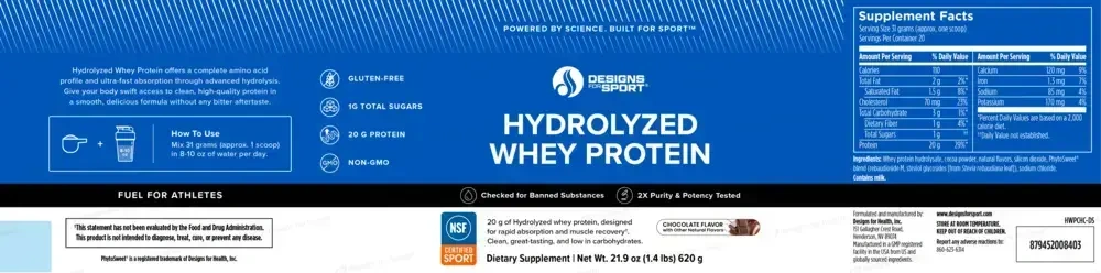 Product image for Hydrolyzed Whey Protein Powder, Chocolate.