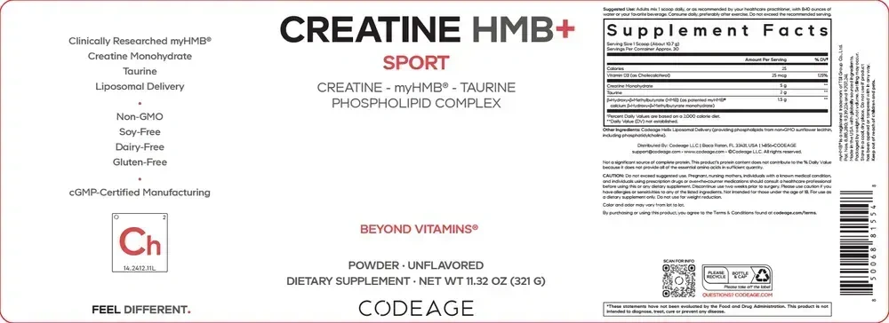 Product image for Creatine HMB+ Powder, Unflavored.