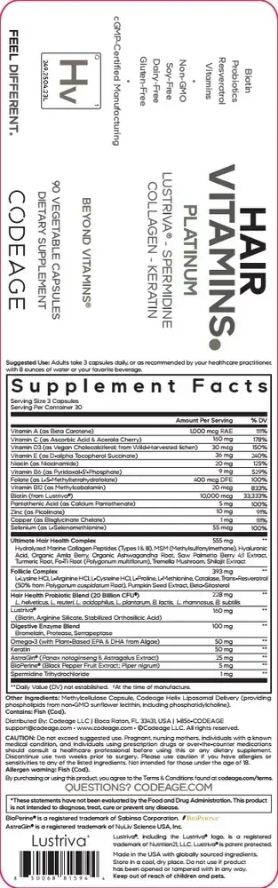 Product image for Hair Vitamins Platinum.
