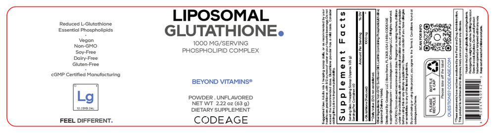 Product image for Liposomal Glutathione Powder 1000 mg, Unflavored.