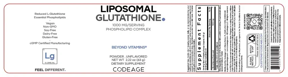Product image for Liposomal Glutathione Powder 1000 mg, Unflavored.