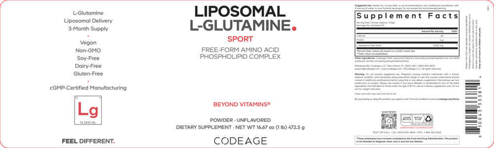 Product image for Liposomal L-Glutamine Powder, Unflavored.