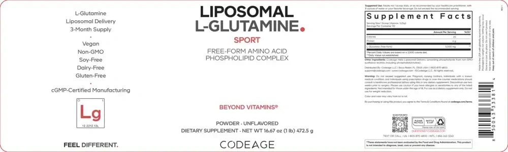 Product image for Liposomal L-Glutamine Powder, Unflavored.