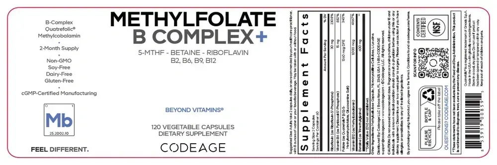 Product image for Methylfolate B Complex+.