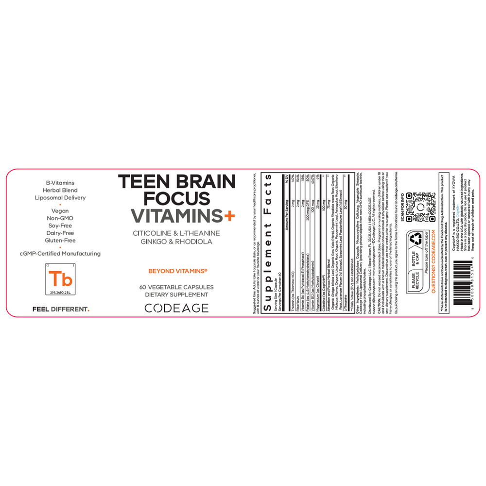Product image for Teen Brain Focus Vitamins+.