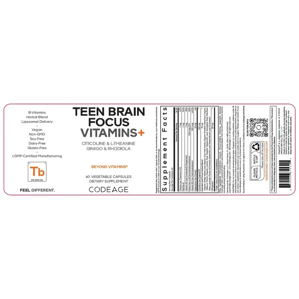 Product image for Teen Brain Focus Vitamins+.
