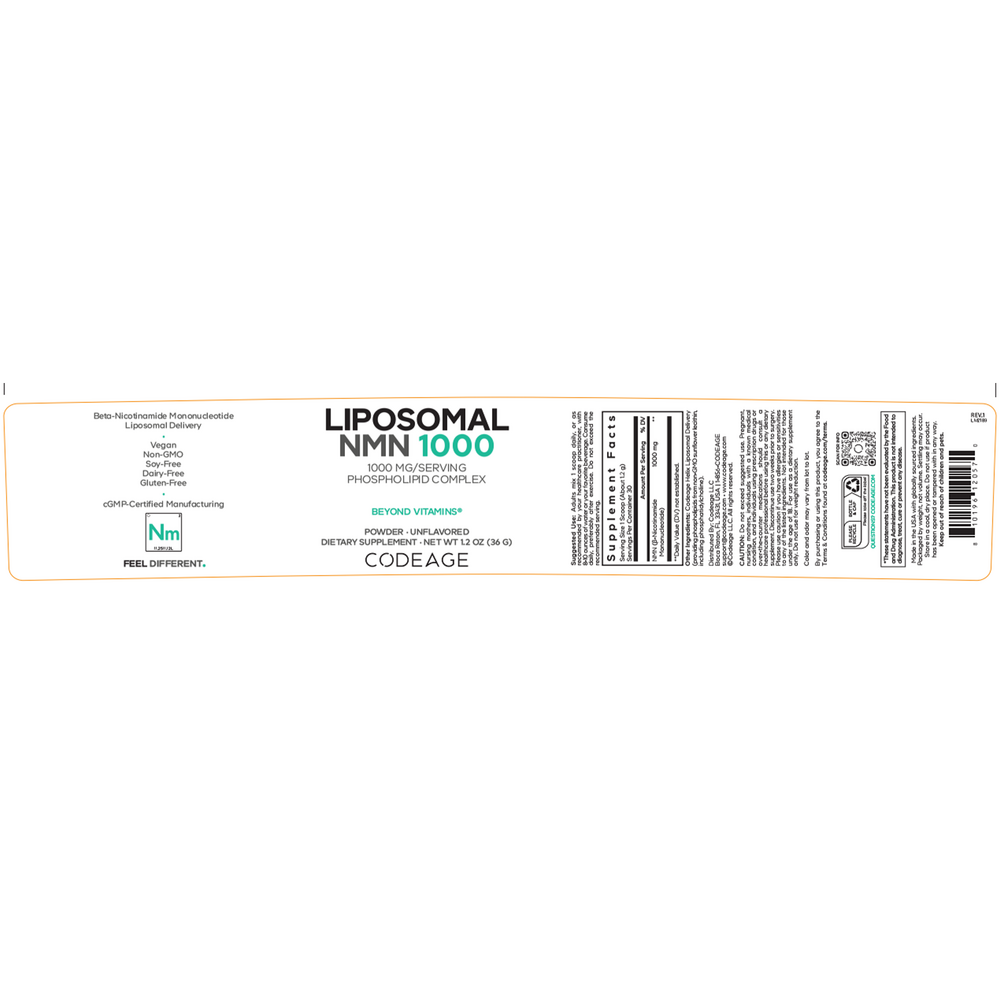 Product image for Liposomal NMN 1000 Powder.