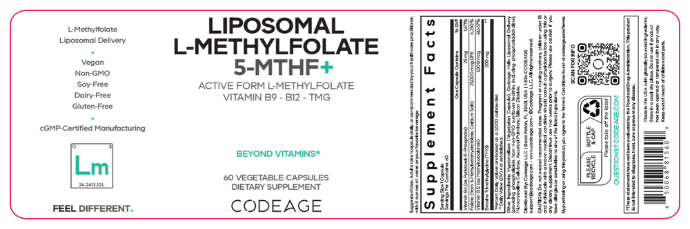 Product image for Liposomal L-Methylfolate 5-MTHF+.