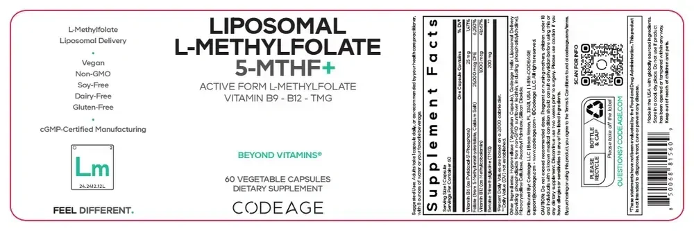 Product image for Liposomal L-Methylfolate 5-MTHF+.