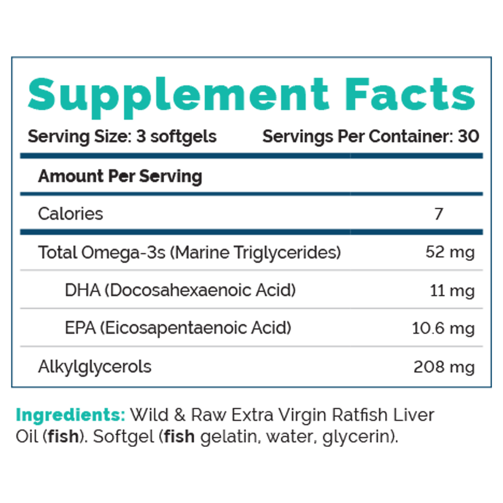 Product image for Premium Extra Virgin Ratfish Liver Oil.