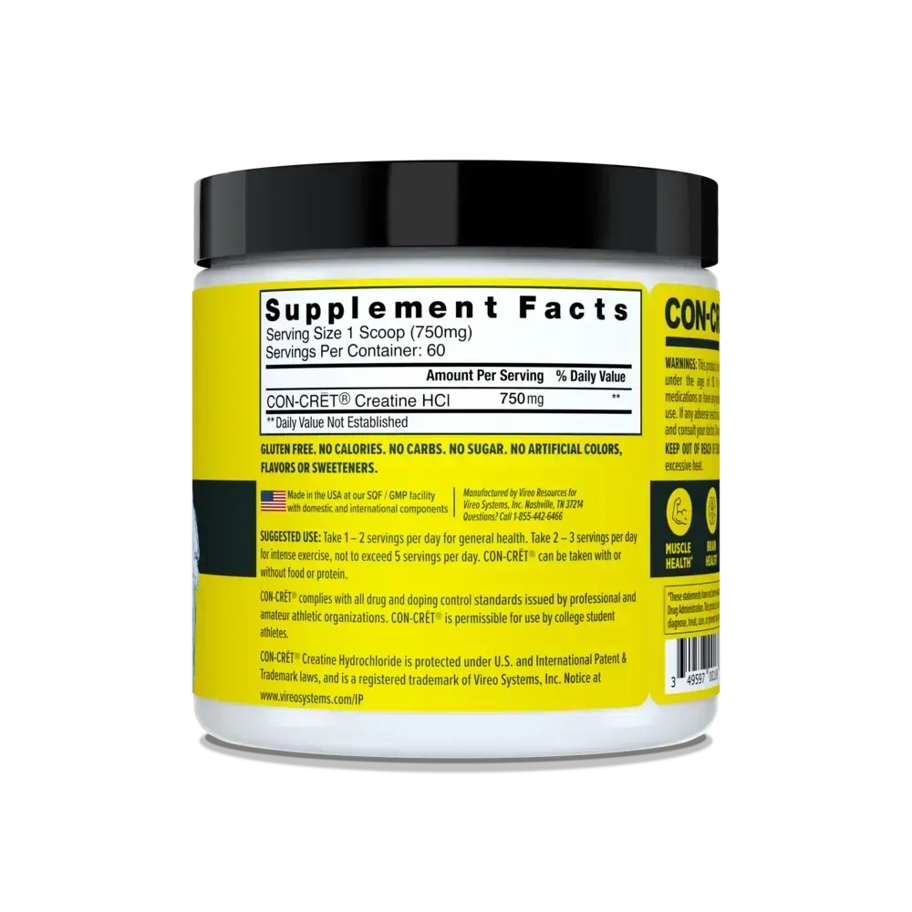 Product image for Creatine HCl Powder, 750mg, Unflavored.