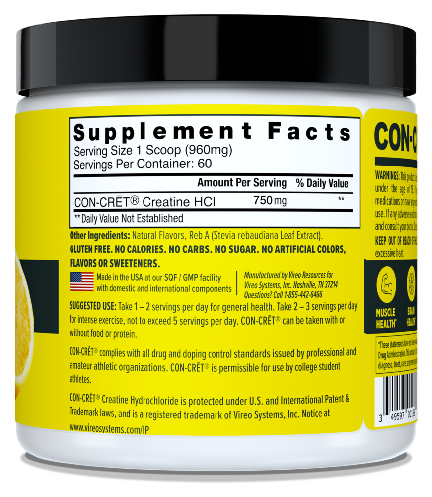 Product image for Creatine HCl Powder, 750mg, Lemon Lime.