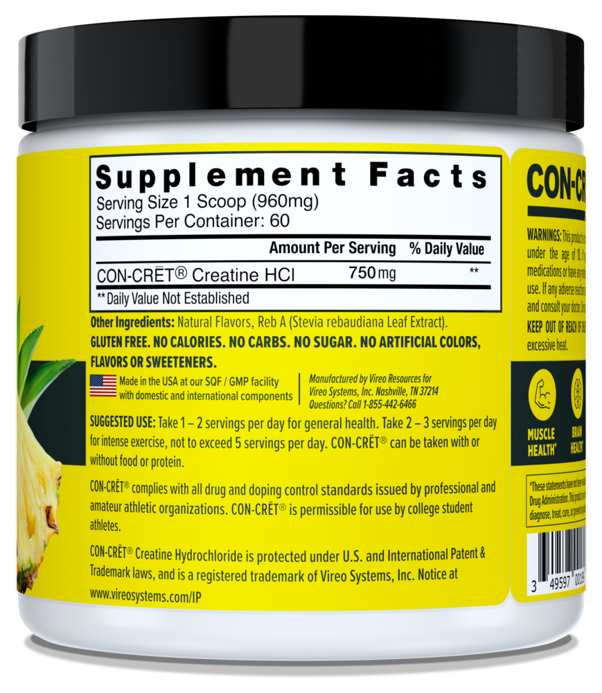 Product image for Creatine HCl Powder, 750mg, Pineapple.