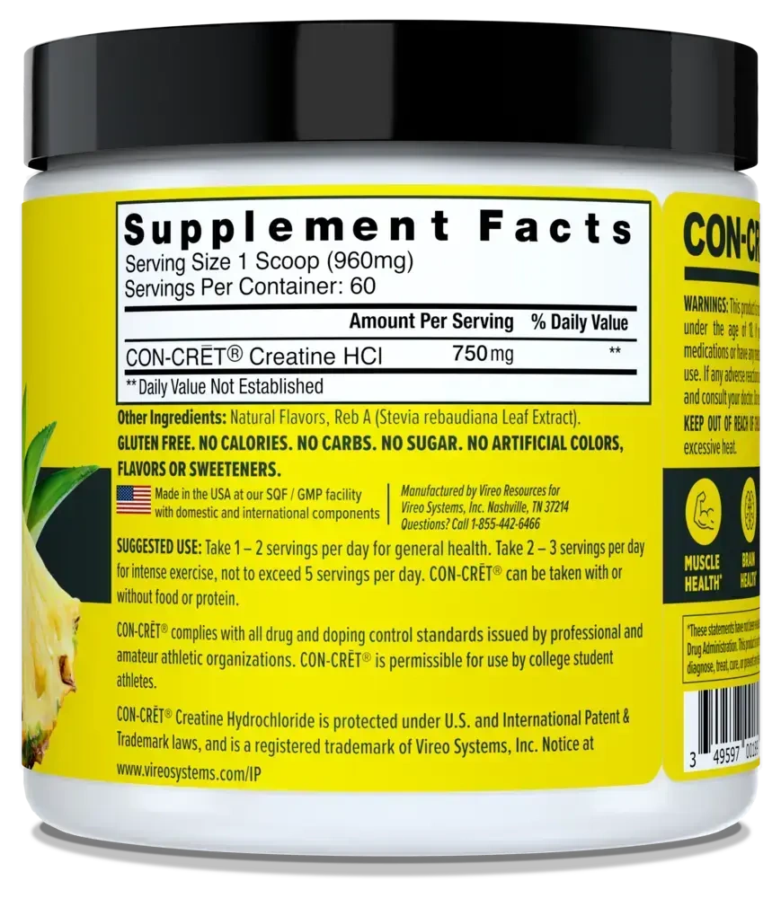 Product image for Creatine HCl Powder, 750mg, Pineapple.