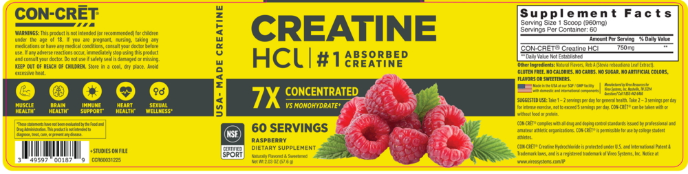 Product image for Creatine HCl Powder, Raspberry.
