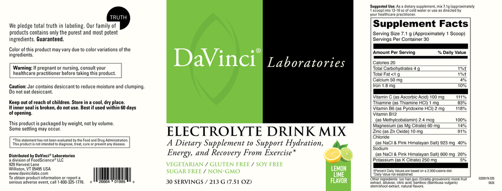 Product image for Electrolyte Drink Mix, Lemon Lime.