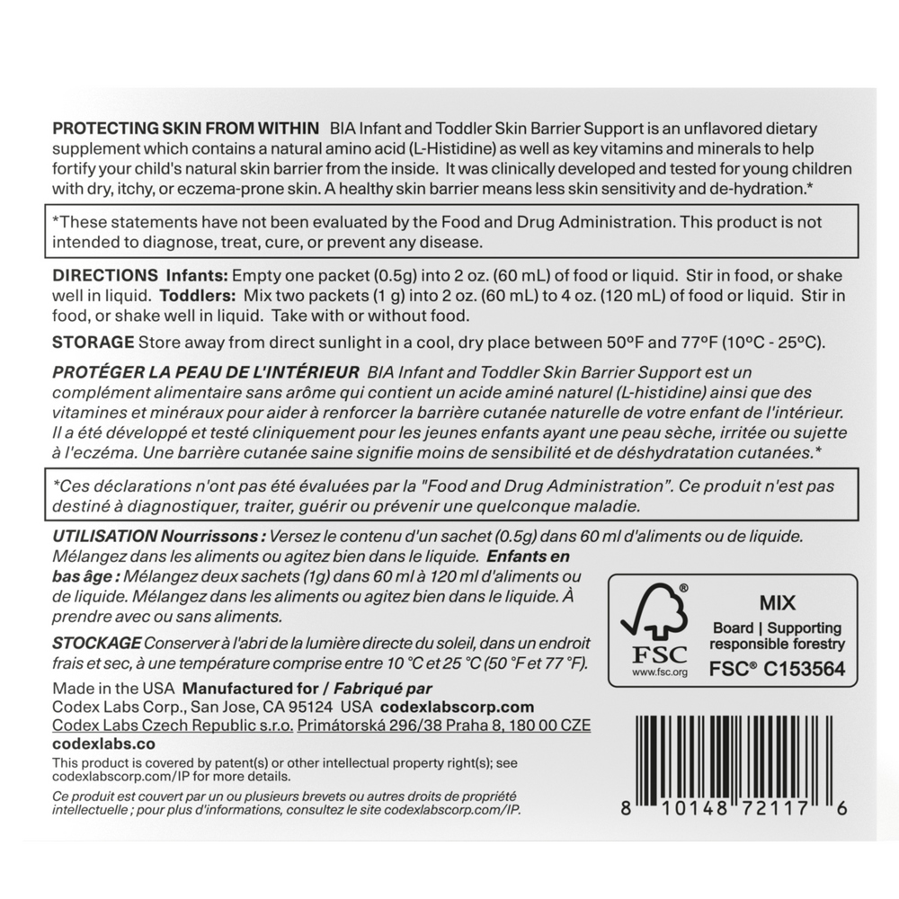 Product image for Bia Infant and Toddler Skin Barrier Support L-Histidine.