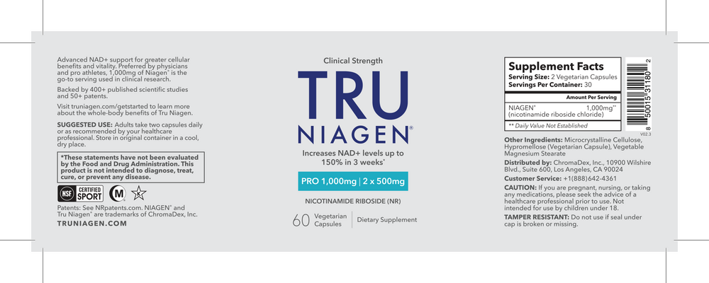 Product image for Tru Niagen® Pro 1,000mg.