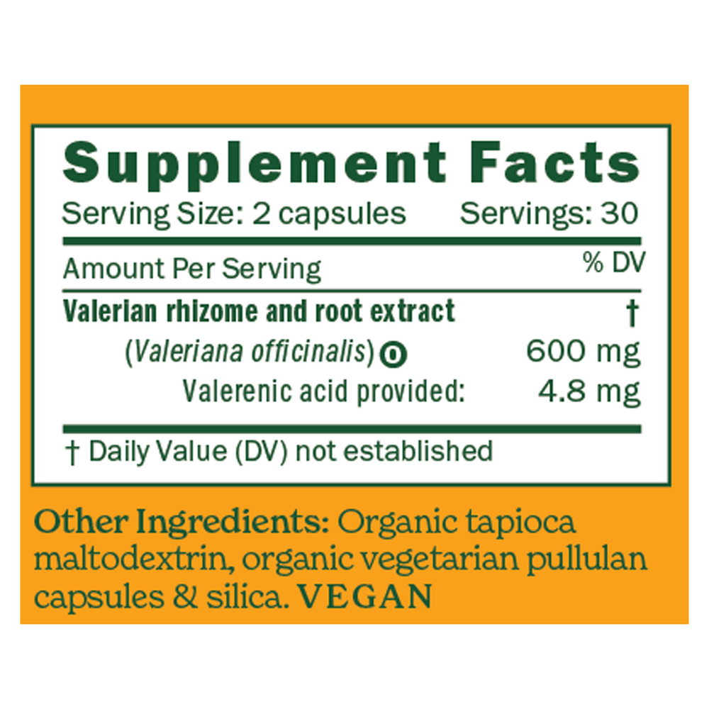 Product image for Valerian Rhizome and Root Extract, 600 mg.