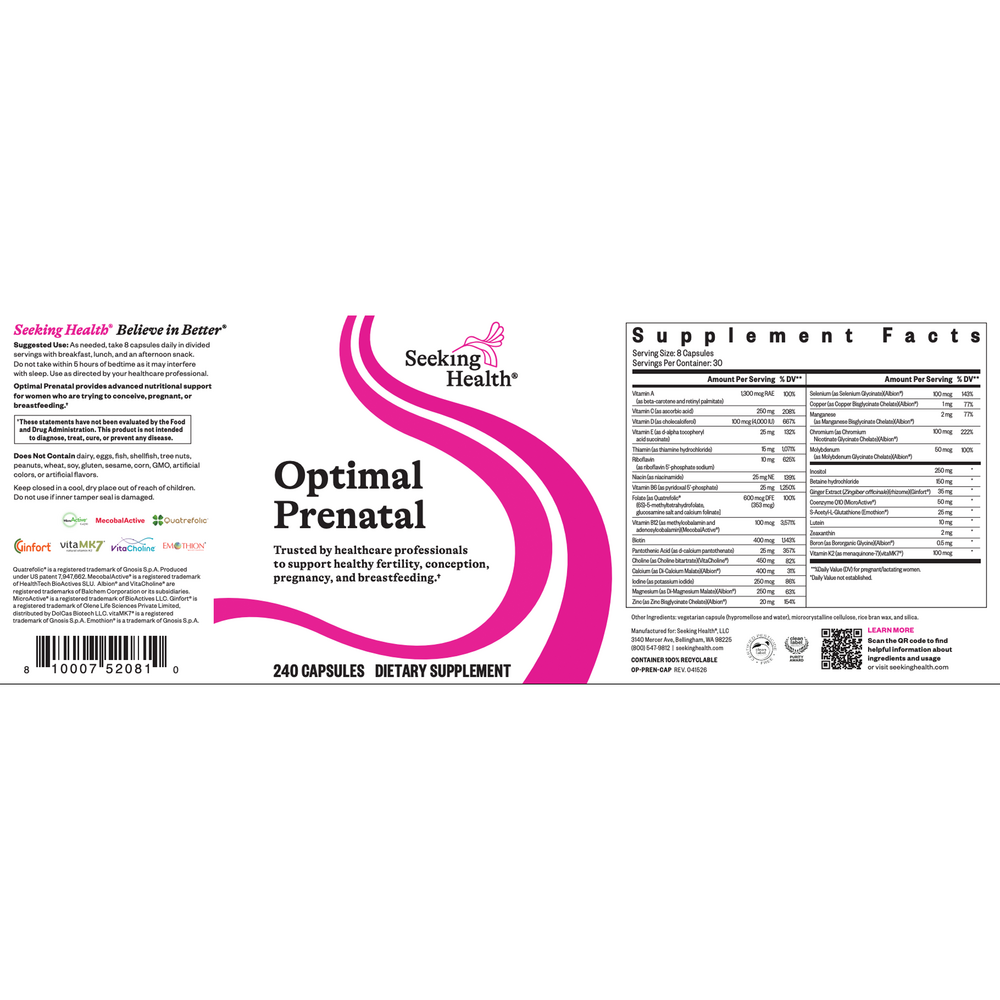Product image for Optimal Prenatal.