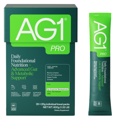 AG1 Pro Powder Packets, Daily Foundational Nutrition, Advanced Gut & Metabolic Support 30 packets