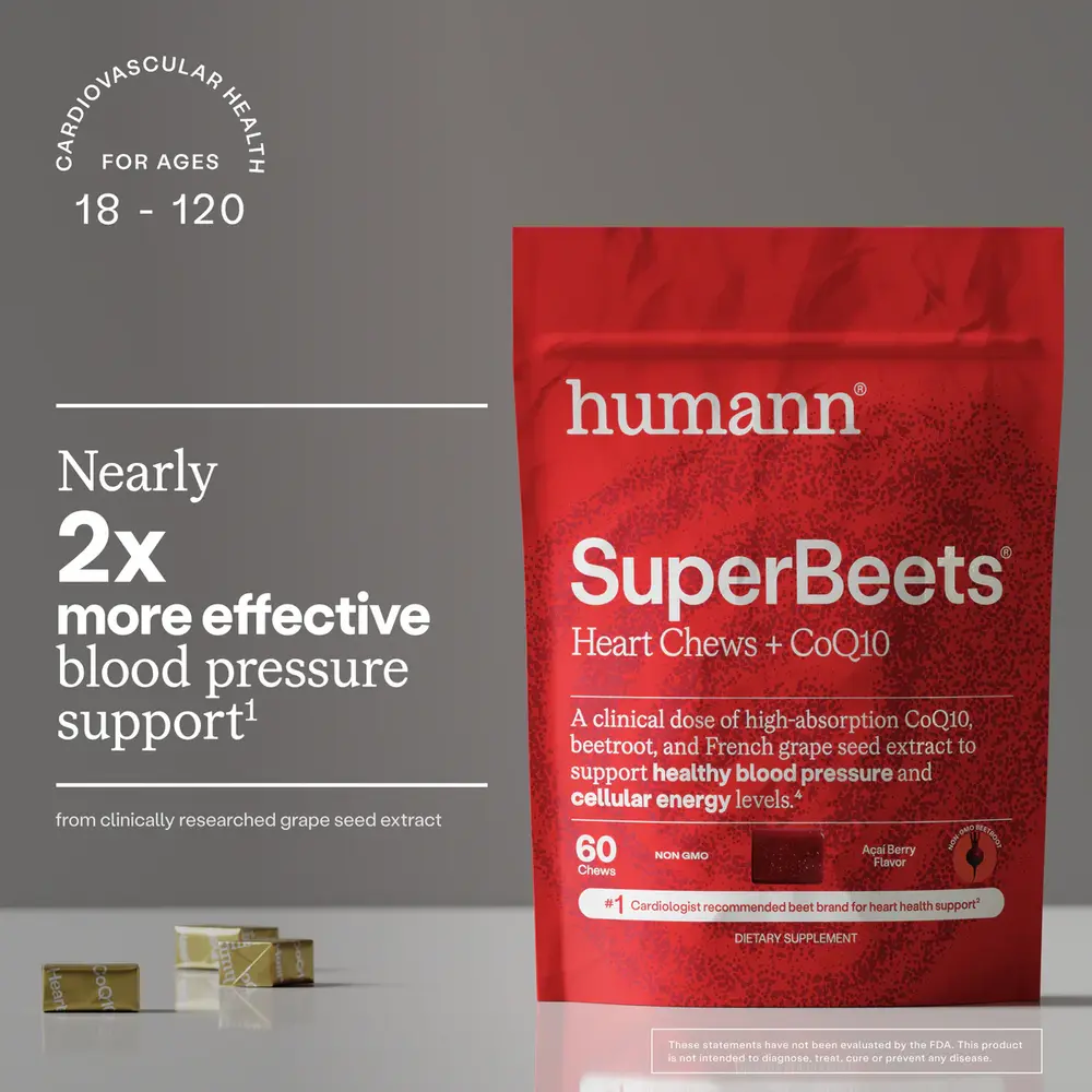 Product image for SuperBeets® Heart Chews Advanced + CoQ10, Acai Berry.