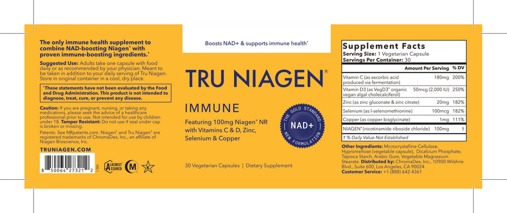 Product image for Immune, Featuring 100 mg Niagen® NR with Vitamins C &amp; D, Zinc, Selenium &amp; Copper.