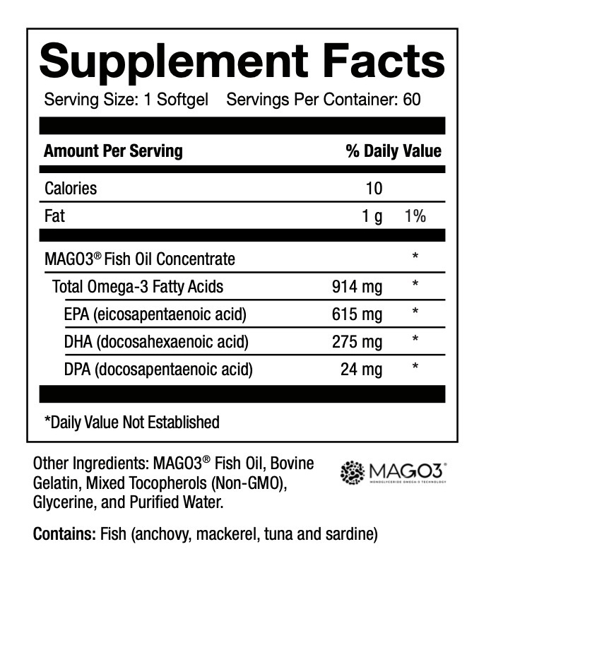 Product image for Mono Omega Monoglyceride Fish Oil Softgels.