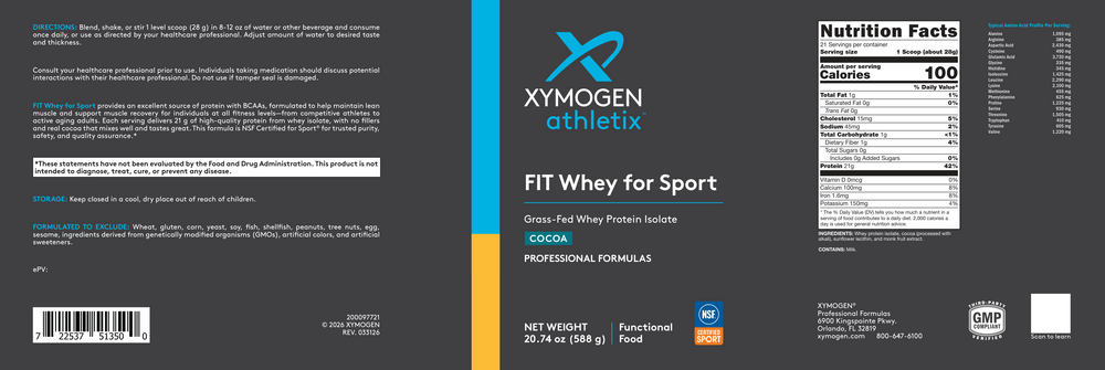 Product image for Athletix FIT Whey for Sport Cocoa.