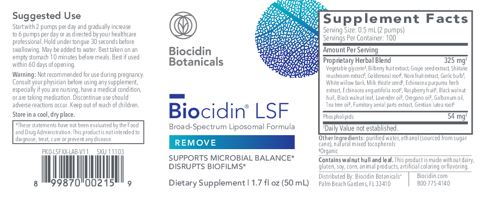 Product image for Biocidin LSF Liposomal Formula Liquid.