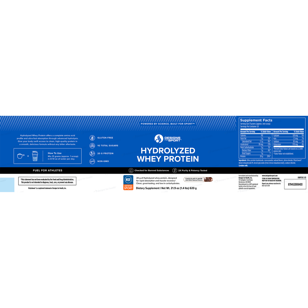 Product image for Hydrolyzed Whey Protein Powder, Chocolate (California Only).