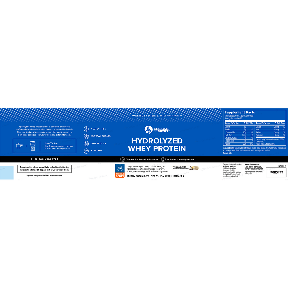 Product image for Hydrolyzed Whey Protein Powder, Vanilla (California Only).